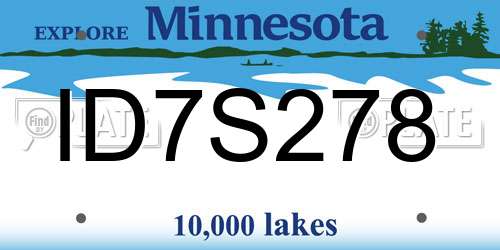 ID7S278 Minnesota License Plate