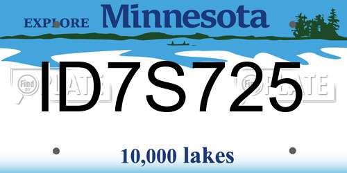 ID7S725 Minnesota License Plate