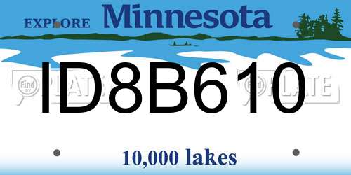 ID8B610 Minnesota License Plate