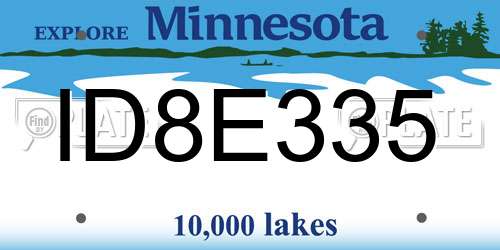 ID8E335 Minnesota License Plate