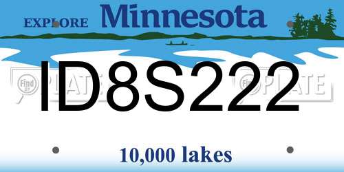 ID8S222 Minnesota License Plate