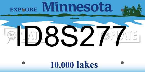 ID8S277 Minnesota License Plate