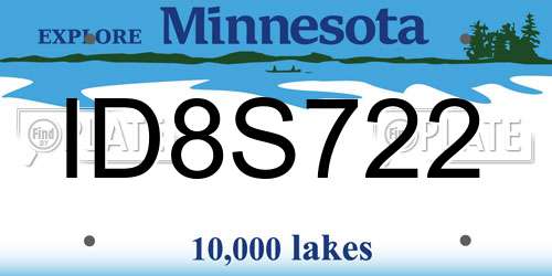 ID8S722 Minnesota License Plate