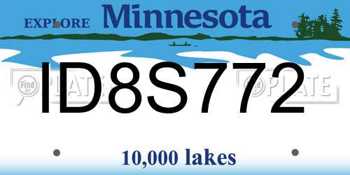 ID8S772 Minnesota License Plate
