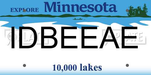 IDBEEAE Minnesota License Plate