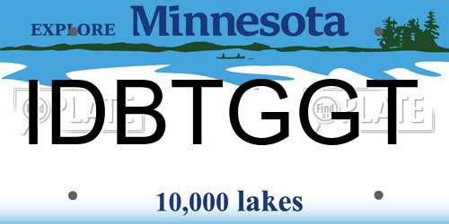 IDBTGGT Minnesota License Plate