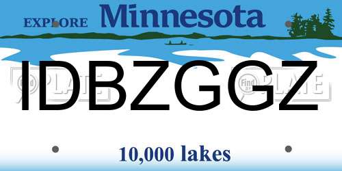 IDBZGGZ Minnesota License Plate