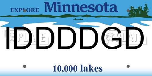 IDDDDGD Minnesota License Plate