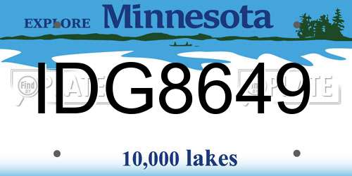 IDG8649 Minnesota License Plate