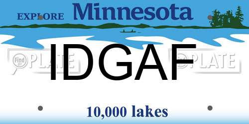 IDGAF Minnesota License Plate