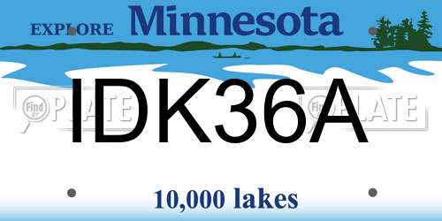 IDK36A Minnesota License Plate