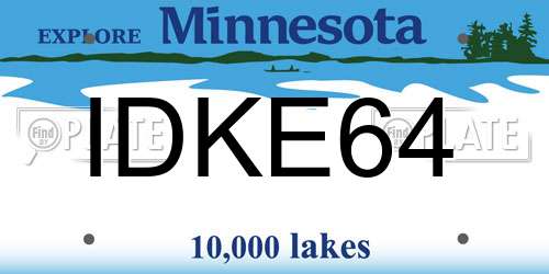IDKE64 Minnesota License Plate