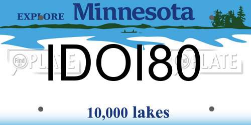 IDOI80 Minnesota License Plate