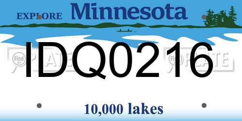 IDQ0216 Minnesota License Plate