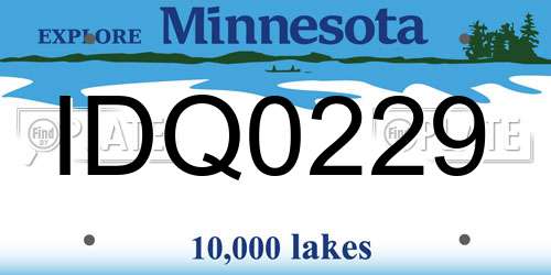IDQ0229 Minnesota License Plate