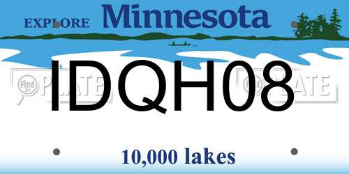 IDQH08 Minnesota License Plate