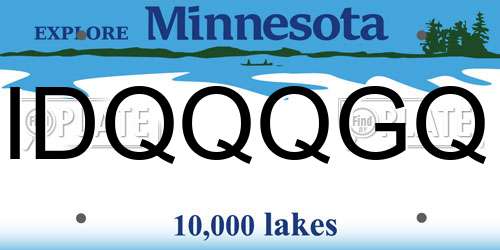 IDQQQGQ Minnesota License Plate