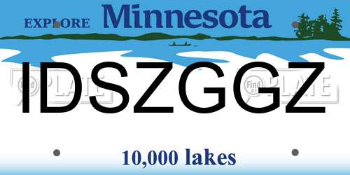 IDSZGGZ Minnesota License Plate