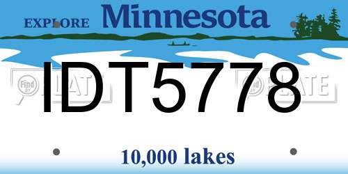 IDT5778 Minnesota License Plate