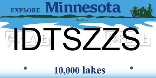 IDTSZZS Minnesota License Plate