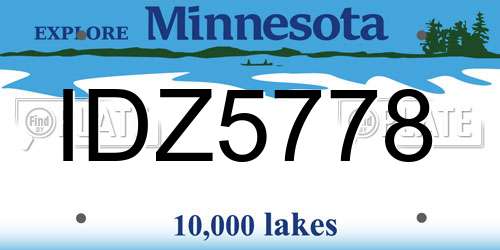 IDZ5778 Minnesota License Plate