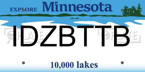 IDZBTTB Minnesota License Plate