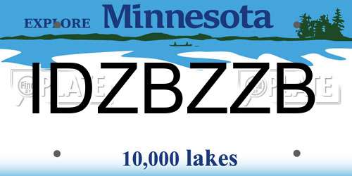 IDZBZZB Minnesota License Plate