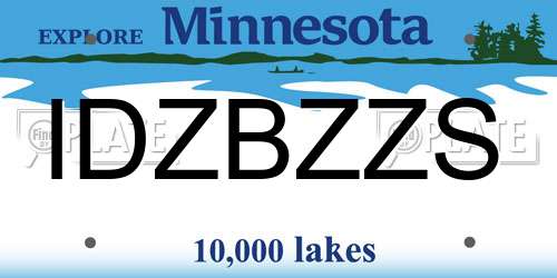 IDZBZZS Minnesota License Plate