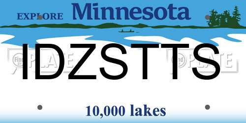 IDZSTTS Minnesota License Plate