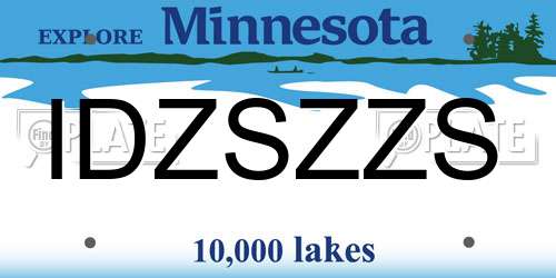 IDZSZZS Minnesota License Plate
