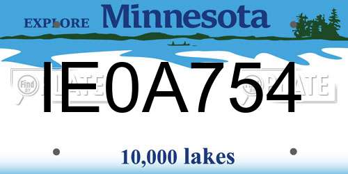 IE0A754 Minnesota License Plate