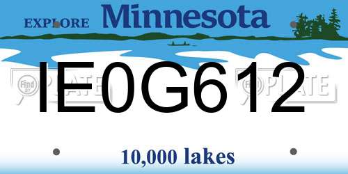IE0G612 Minnesota License Plate