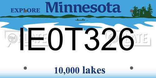 IE0T326 Minnesota License Plate