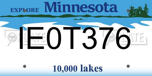 IE0T376 Minnesota License Plate