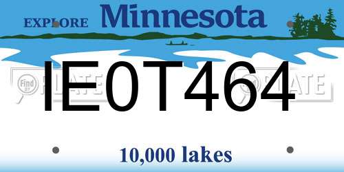 IE0T464 Minnesota License Plate