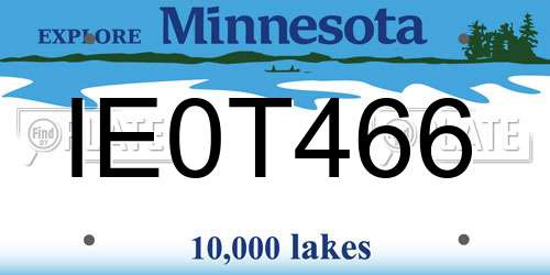 IE0T466 Minnesota License Plate