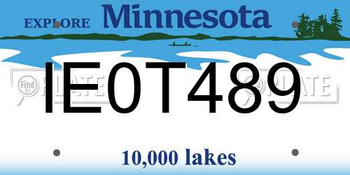 IE0T489 Minnesota License Plate