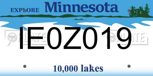 IE0Z019 Minnesota License Plate