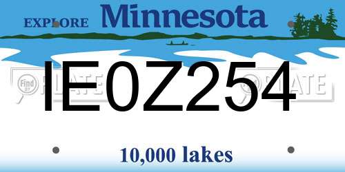 IE0Z254 Minnesota License Plate