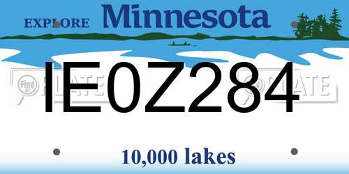 IE0Z284 Minnesota License Plate