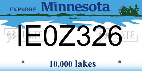 IE0Z326 Minnesota License Plate