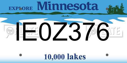 IE0Z376 Minnesota License Plate