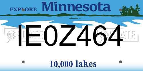 IE0Z464 Minnesota License Plate