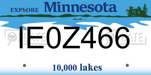 IE0Z466 Minnesota License Plate