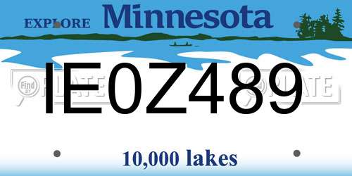 IE0Z489 Minnesota License Plate