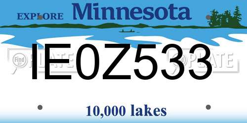 IE0Z533 Minnesota License Plate