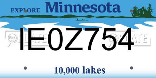 IE0Z754 Minnesota License Plate