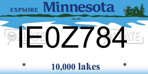 IE0Z784 Minnesota License Plate