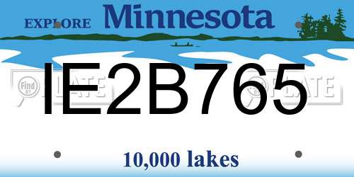 IE2B765 Minnesota License Plate