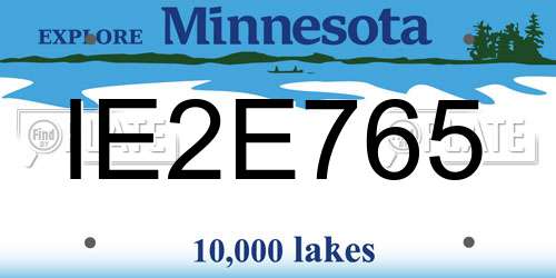 IE2E765 Minnesota License Plate
